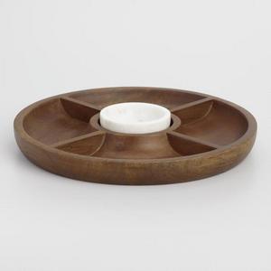 Wood and Marble Chip and Dip Tray