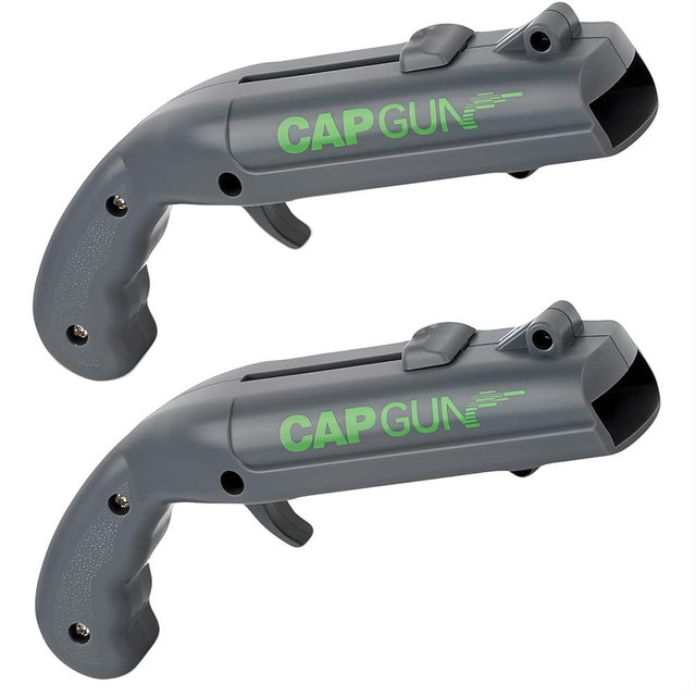 2PCs Grey Novelty Cap Gun Style Bottle Opener – Realistic Construction with Ergonomic Grip for Beverages, Themed Parties & Gifts