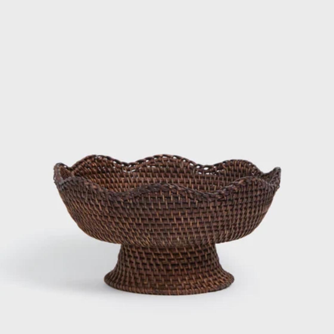 Dark Brown Rattan Footed Bowl
