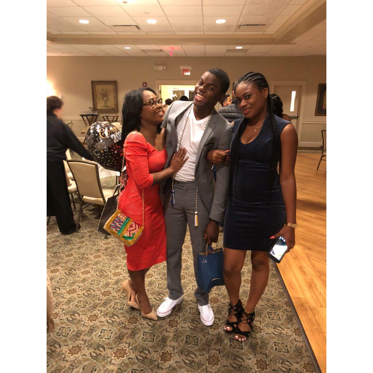 Celebrating Romaine's graduation award's dinner in 2018.