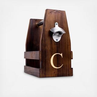 Personalized Rustic Craft Beer Carrier with Bottle Opener