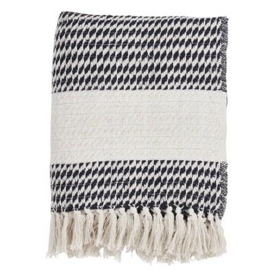 Diamond Weave Throw Blanket Navy Blue - Saro Lifestyle