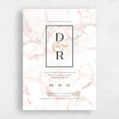Rose, Pink Wedding Invitation - Benton Frame