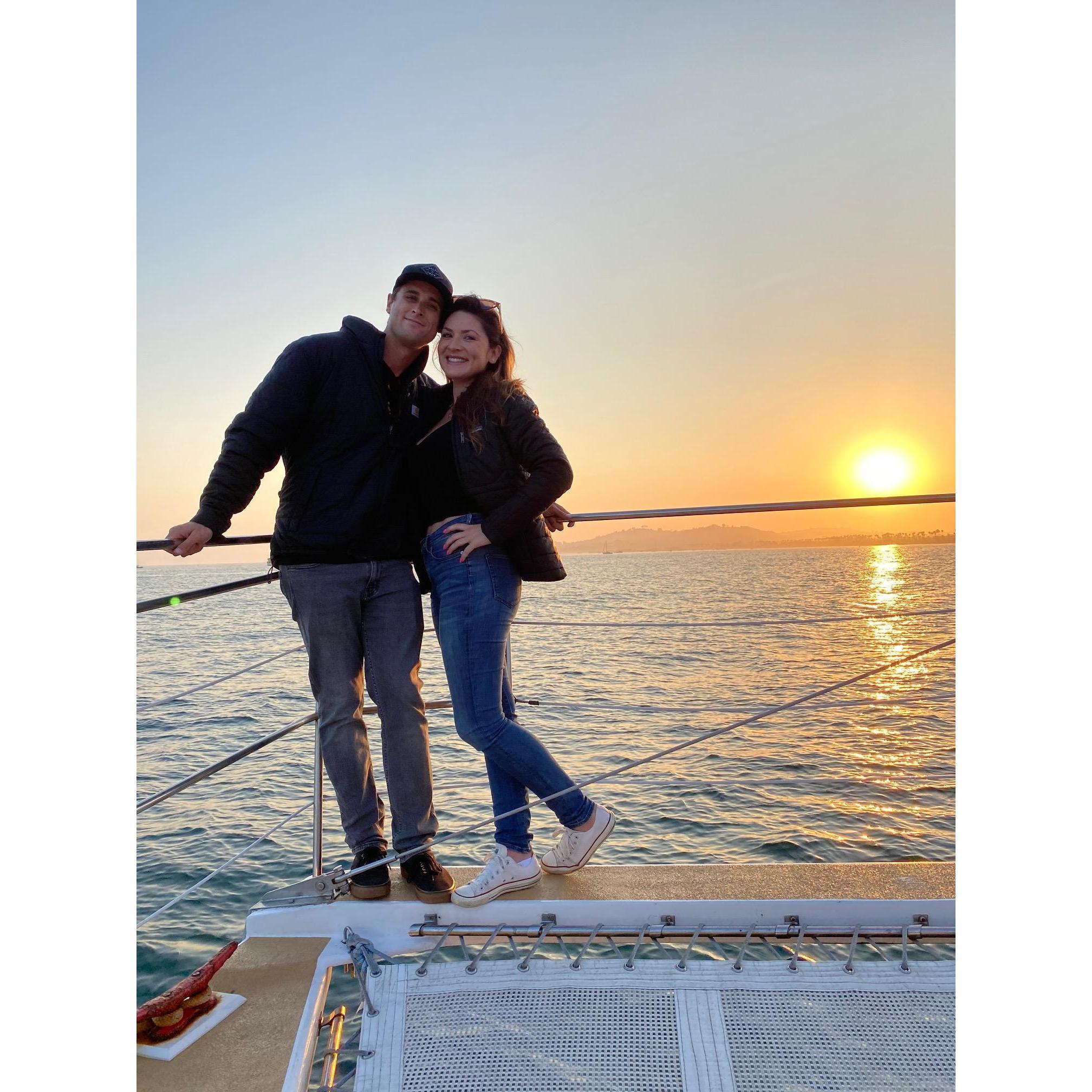 Sunset cruise in SB with the dolphins.