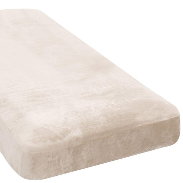 H.VERSAILTEX Velvet Stretch Individual Chaise Cover Sectional Couch Covers for L Shaped Sofa Both Left/Right Furniture Protector Seat Cushion Sofa Cover (1 Piece Chaise Cover, Ivory)