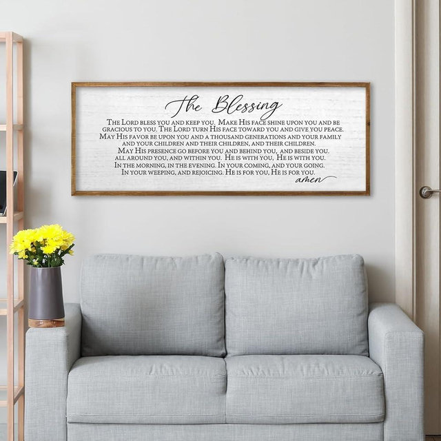 TQianJiang The Blessing Christian Song Lyrics Wall Decor 40"x15" Religious Scripture May The Lord Bless You Bible Verse Wood Wall Art (Wood White)