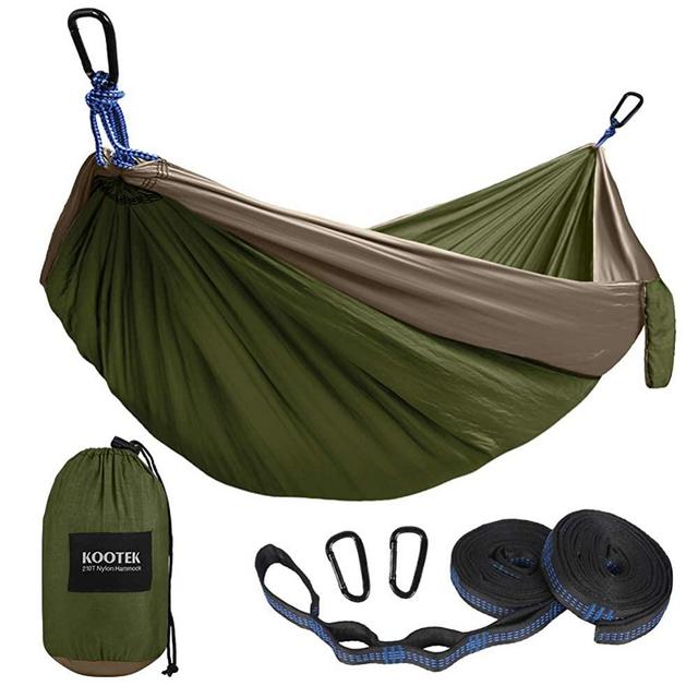 Kootek Camping Hammock Double & Single Portable Hammocks with 2 Tree Straps, Lightweight Nylon Parachute Hammocks for Backpacking, Travel, Beach, Backyard, Patio, Hiking
