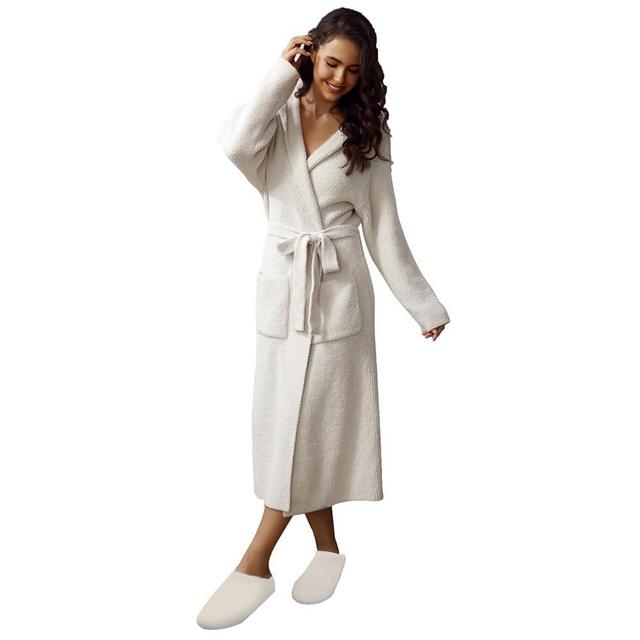 MH MYLUNE HOME Ultra Soft Robe with Pockets, Soft Spa Bathrobe Loungewear Calf-Length, Plush Robe for Women Fuzzy, Wrap Robe