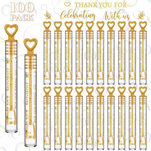 Shappy 100 Pcs Wedding Bubble Wands Bulk Mini Wedding Party Bubbles Wedding Party Favors Small Bubbles Toys for Girls Boys Kids Toddler Adults Novelty Gifts (Wedding)