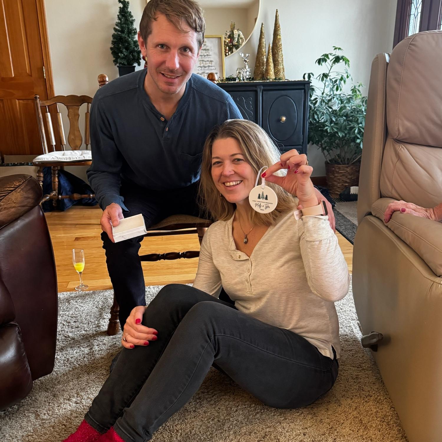 Celebrating our first (and only) Christmas engaged! Thank you for the cute ornament Kristin and Jared!