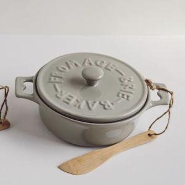 Brie Baker Round Brie Fromage 7" Round x 3" High - Gray
