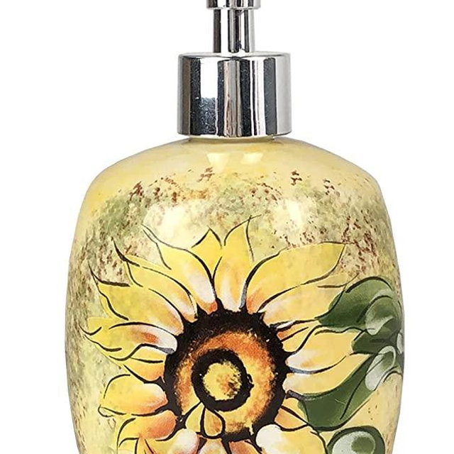 Ceramic Sunflower Hand Painted Soap Dispenser
