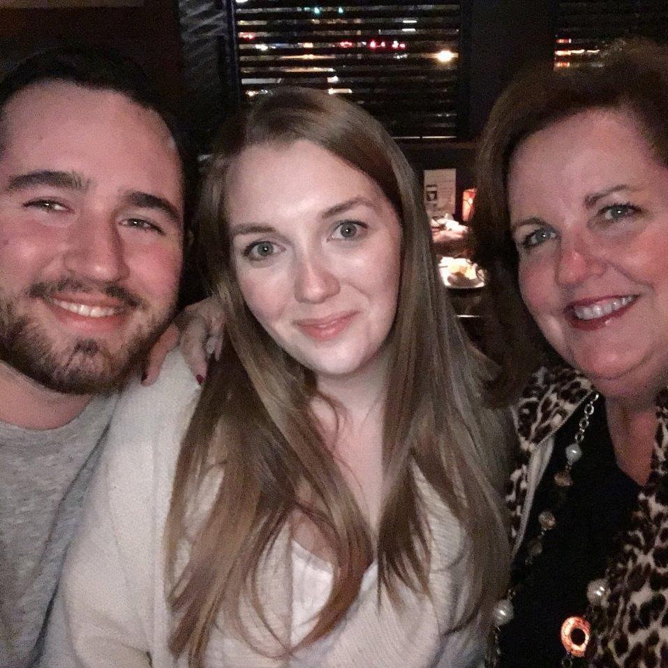 Stephen and Morgan enjoying a family dinner with the woman who started it all, Joanne