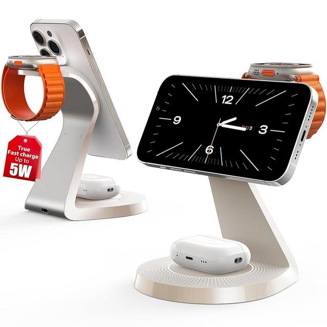 3 in 1 Charging Station for Apple Devices,Mag-Safe Charger Stand Fast Charging,Wireless Charger for iPhone 16/15/14/13/12 Series,& AirPods,& iWatch(30W USB Charger Included)
