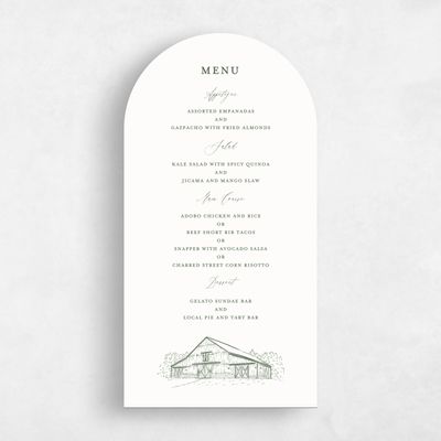 Green Arch Wedding Menu - Millbrook