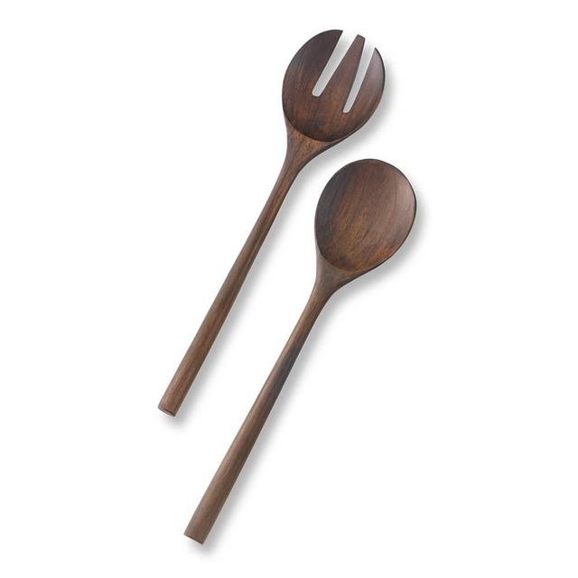 Walnut Finish Teak Salad Servers