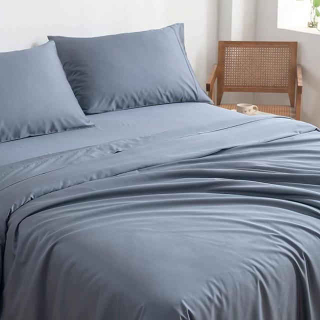 Bamtek 100% Viscose from Bamboo Sheets Queen Size Bed - Soft Luxury Bed Sheets Queen - Cooling Sheets for Hot Sleepers Queen Bed - 4 Piece Queen Sheet Set 17' Deep Pockets - Queen Bed Sheets (Storm)