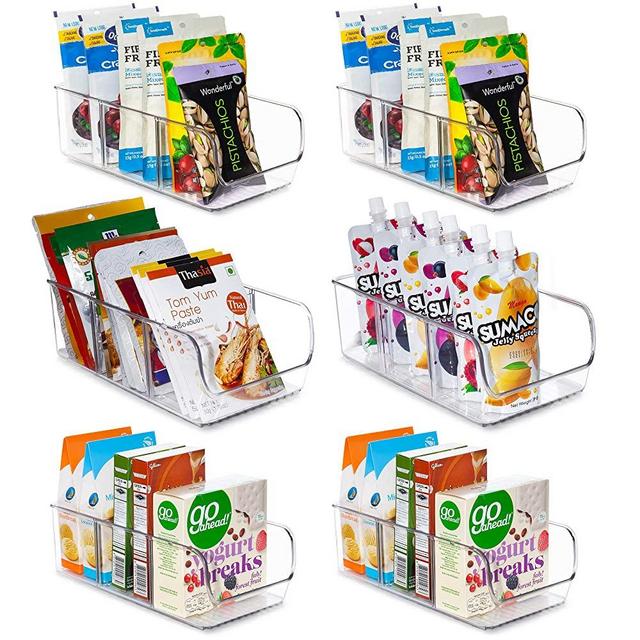 YIHONG Clear Pantry Storage Organizer Bins, 6 Pack Plastic Food