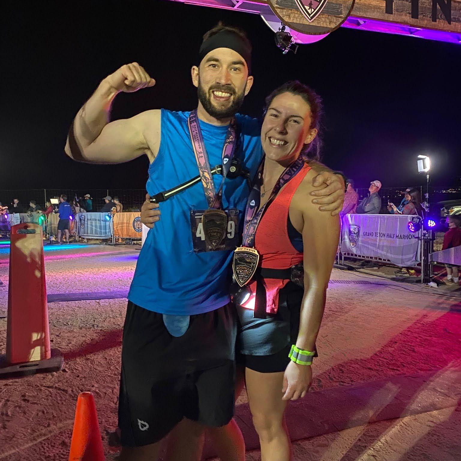 Finishing a half marathon in Joshua Tree National Park, California