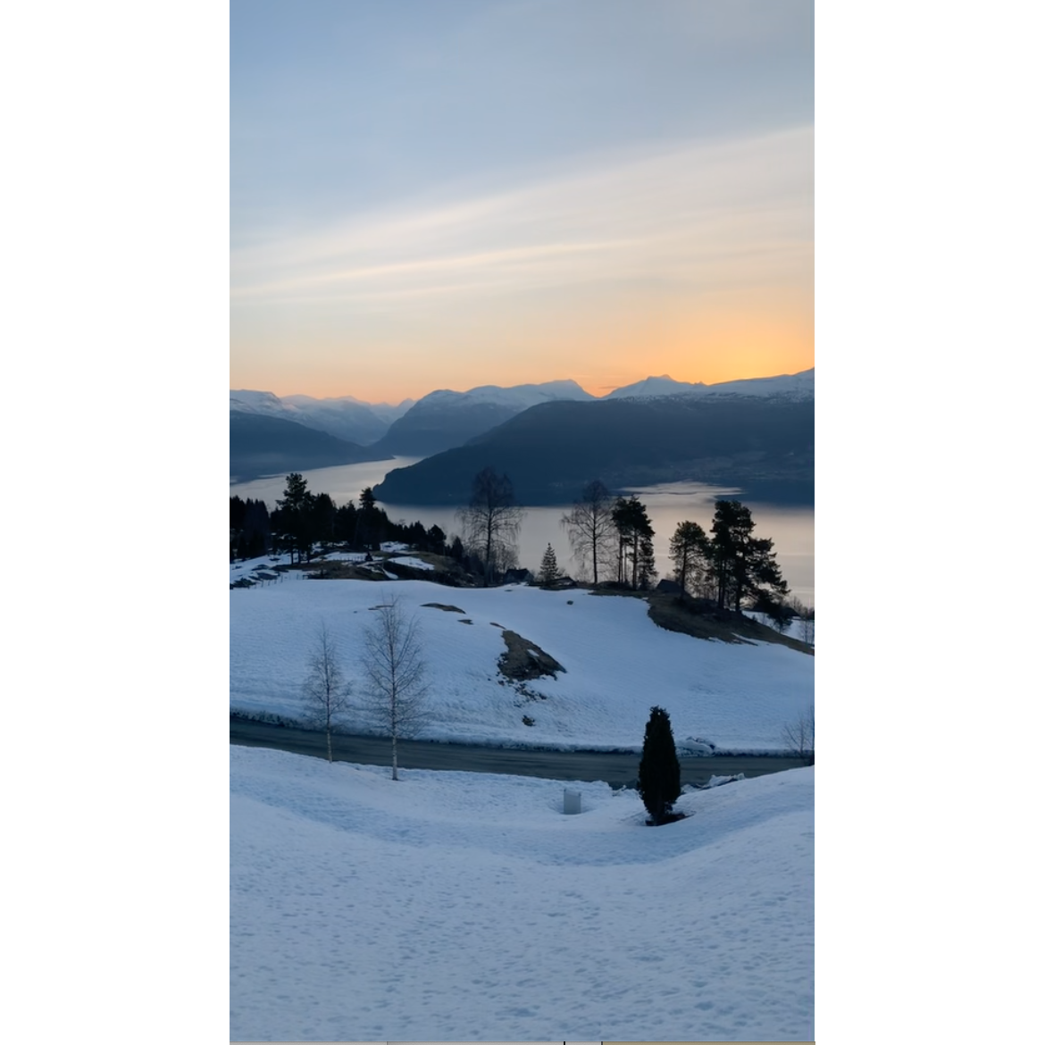 View from the Airbnb on the roadtrip to Alesund, Norway - March 2022