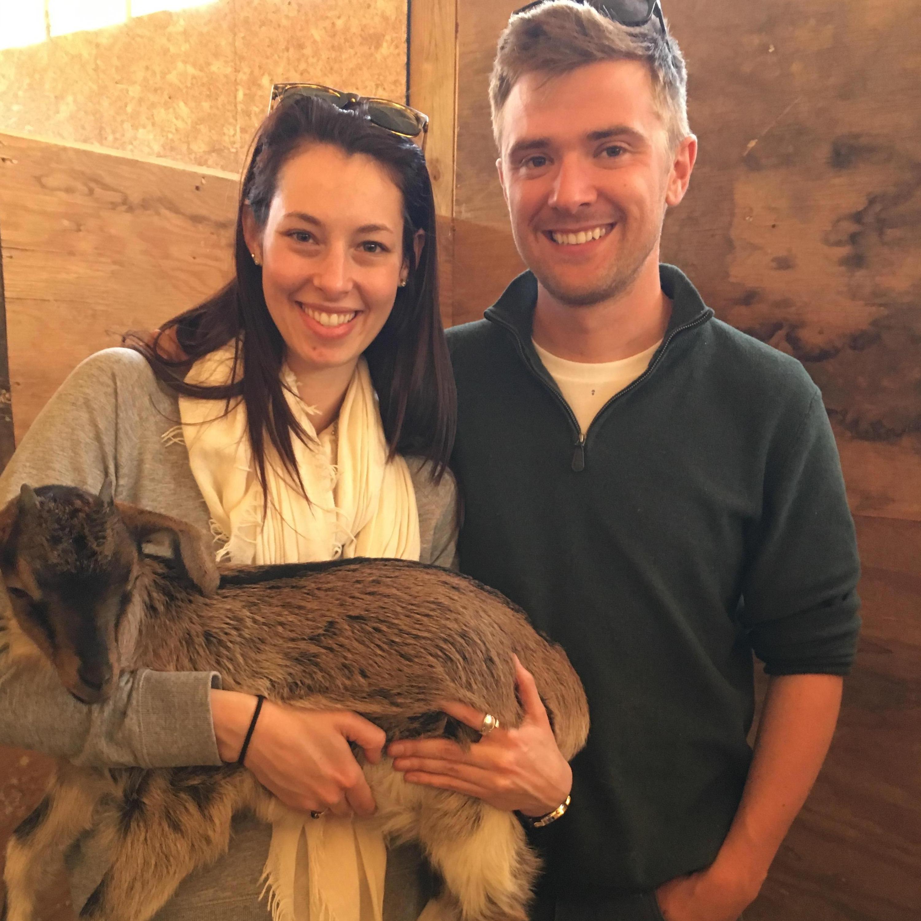 Hannah's sister has started a mini petting zoo and we were getting to know the baby goats.