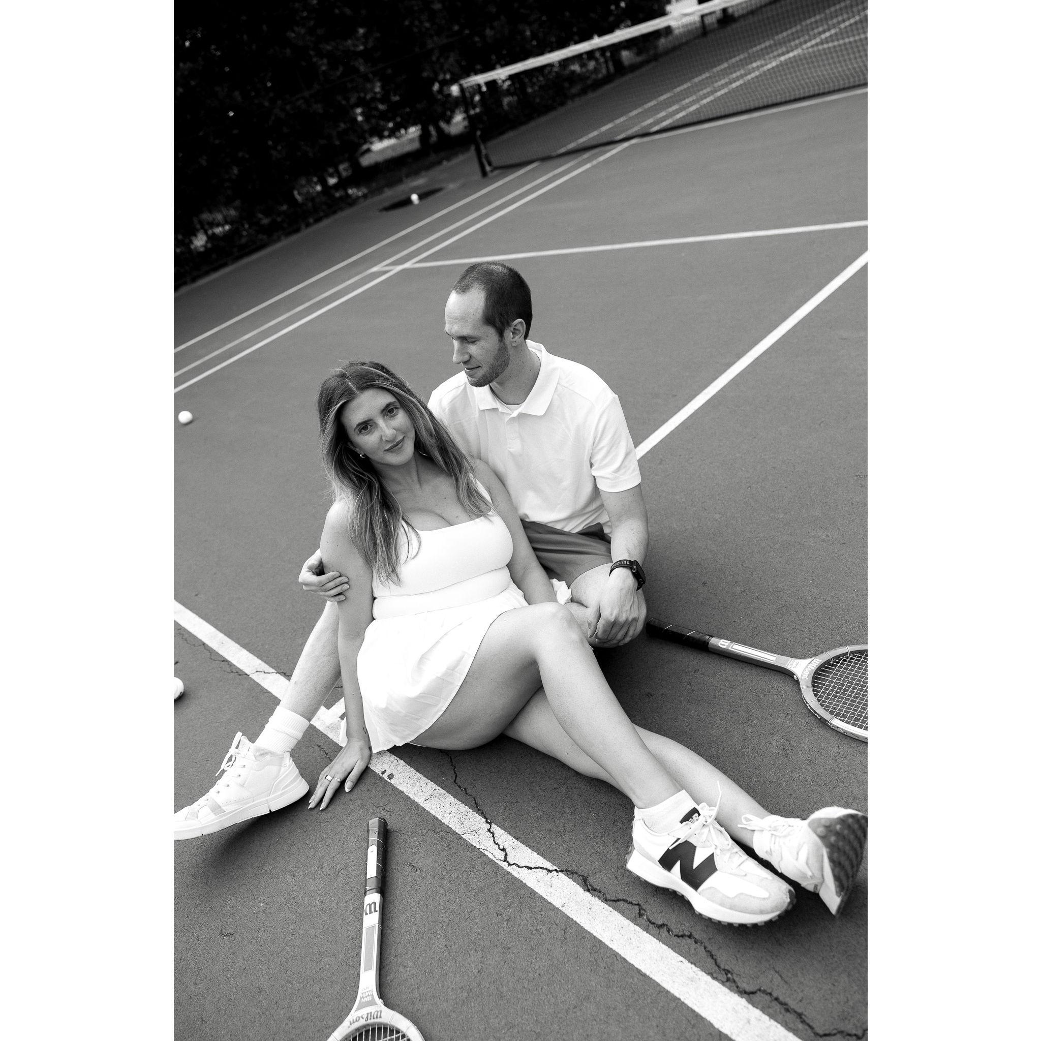 Tennis themed engagement shoot