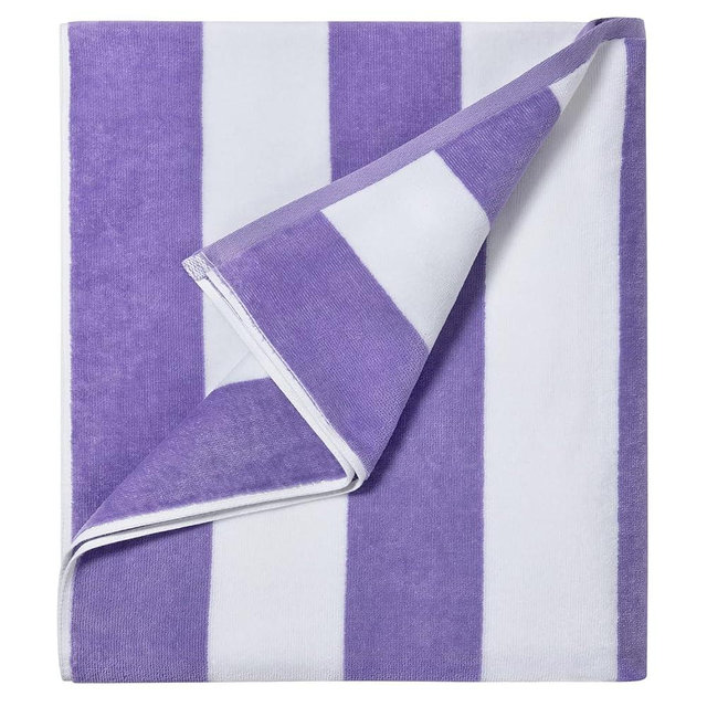 LULUHOME Plush Oversized Beach Towel - Large Cotton Thick 36 x 70 Inch Purple Striped Pool Towels, Fluffy Summer Cabana Big Swimming Towel for Adults Mens Womens