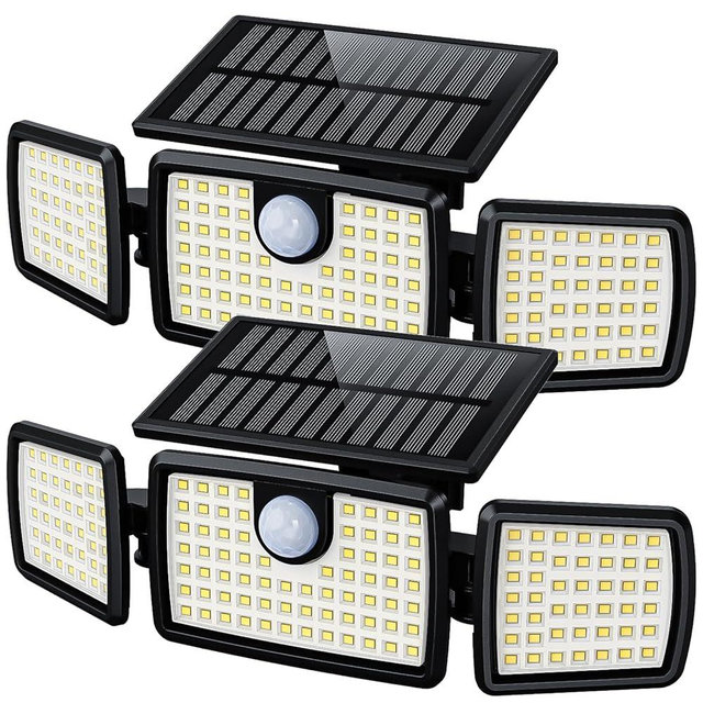 Solar Lights Outdoor, Solar Motion Deck Lights Outdoor for Deck with High Brightness, Larger Built-in Tempered Glass Solar Panel, Sensitive PIR Motion Inductor (Non-Remote,2 Pack)