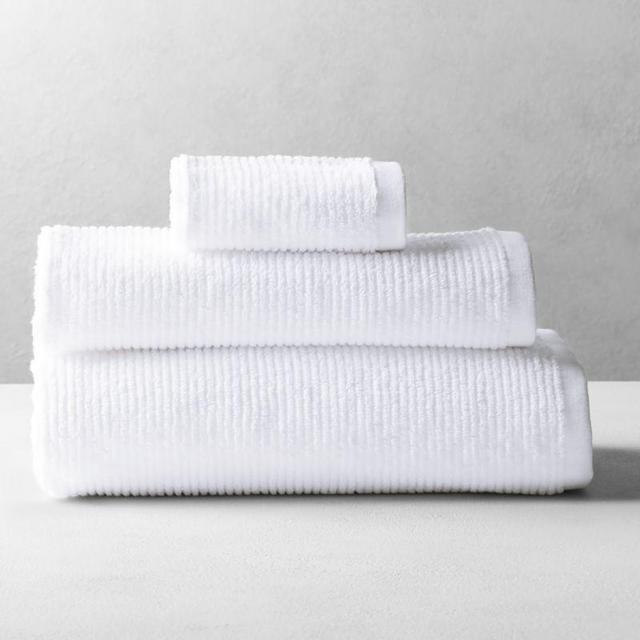 Brooks Ribbed Organic Cotton White Bath Towel Set