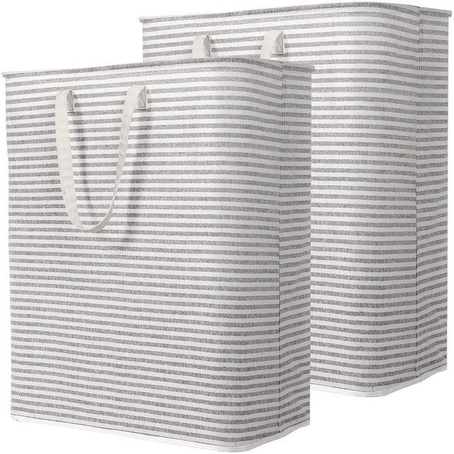 Lifewit 2 Pack Laundry Hamper Large Collapsible Laundry Baskets, Freestanding Waterproof Clothes Hamper with Easy Carry Handles in Laundry Room Bedroom Bathroom College Dorm for Adults, Grey, 2 x 125L