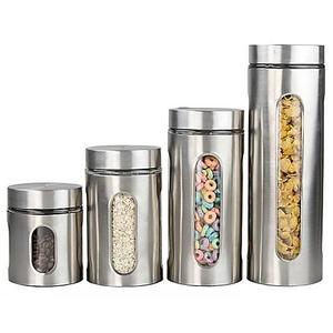 Home Basics 4-Piece Stainless Steel Canister Set