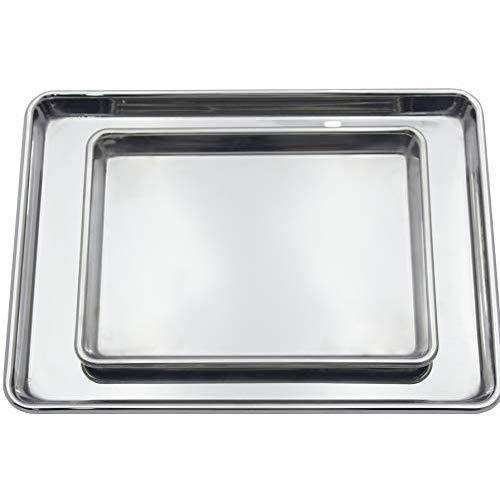 Checkered Chef Stainless Steel Baking Sheets - Heavy Duty Non Warping Baking Pans - Set of Two - 1 Half Sheet Pan And 1 Quarter Sheet Pan