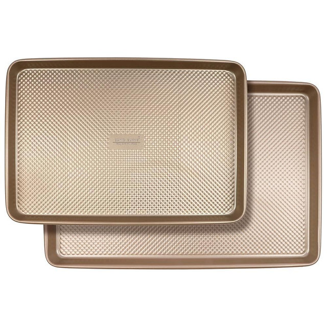 David Burke 17"/15" Cookie Sheets – Carbon Steel, PFTE & PFOA Free, Oven Safe, Non-Toxic, Perfect for Baking and Roasting – Bronze (2-Pack)