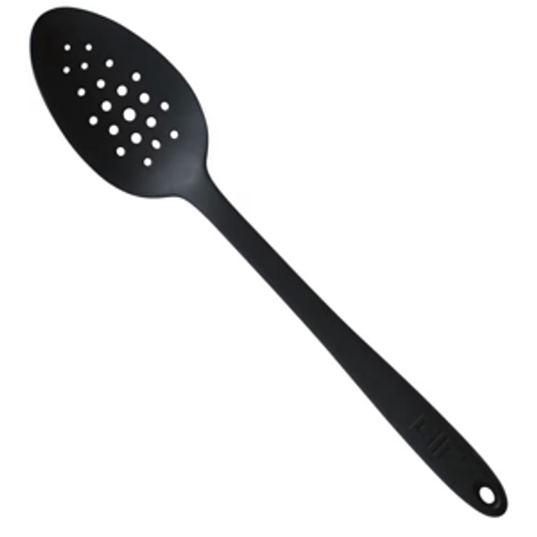 GIR: Get It Right Silicone Slotted Spoon - 13.5" Black Unibody - Perforated Strainer & Skimmer - Heat Resistant to 425°F - Dishwasher-Friendly - Easy-Clean Cooking Spoons for Nonstick Cookware