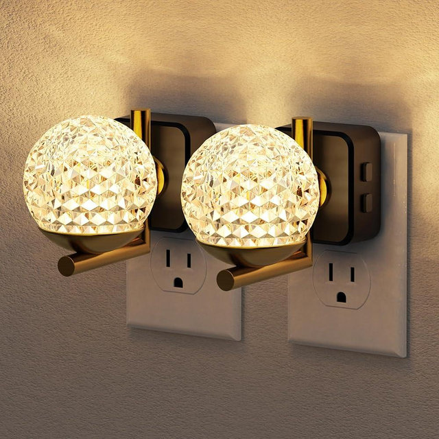 JandCase LED Night Light, 3000K Warm White & RGB Color Changing Night Lights Plug into Wall, Dusk to Dawn Light Sensor, 180° Rotatable Plug in Nightlights for Bathroom, Bedroom, Hallway 2 Pack