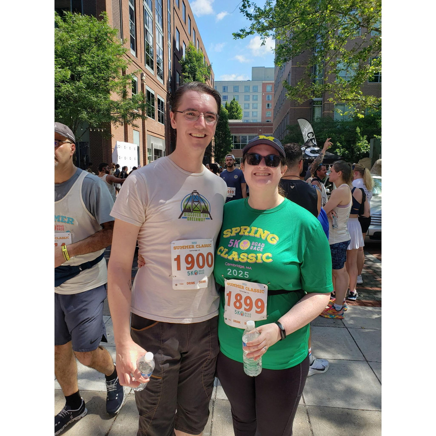After finishing a 5k together (Martin ran, Jane strolled, but they did both travel five kilometers)