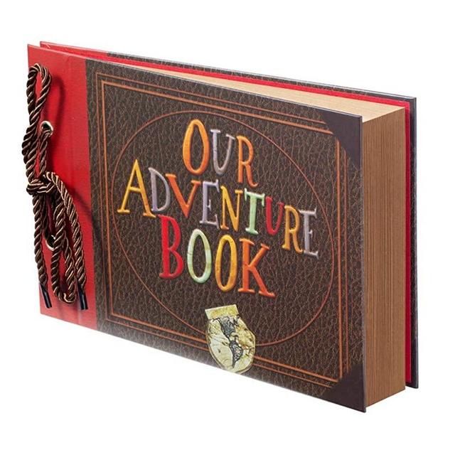 Scrapbook Photo Album, Our Adventure Book，Adventure Scrapbook, Photo Book,Embossed Words Hard Cover Movie Up Scrapbook for Anniversary, Wedding, Travelling, Baby Shower