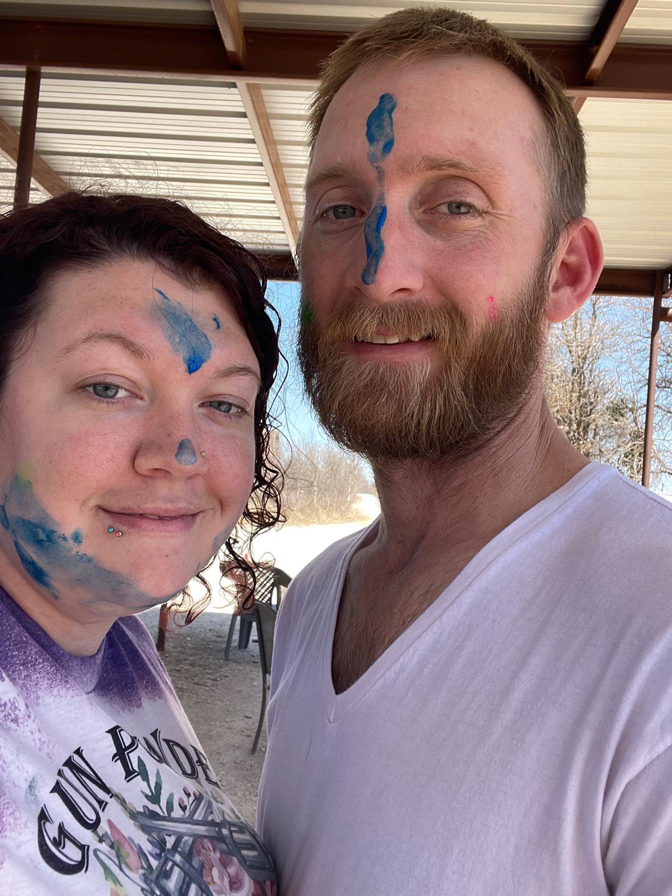 Our nieces birthday party. He puts up with me lol