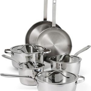 Tramontina Tempo Tri-Ply Base Stainless Steel 10-Piece Cookware Set with Glass Lids, Pots and Pans Kitchen Set, Induction-Ready, Oven-Safe, Dishwasher-Safe