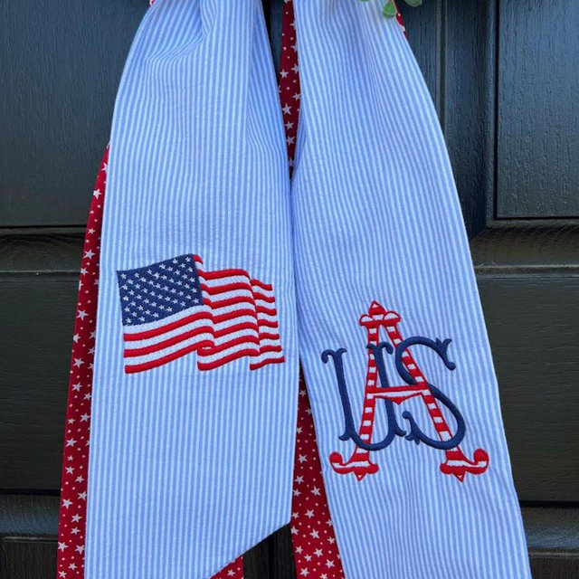 Patriotic Wreath Sash, Memorial Day Sash, 4th of July Wreath Sash