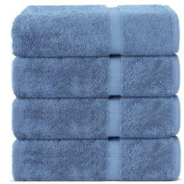 Chakir Turkish Linens | Hotel & Spa Quality 100% Cotton Premium Turkish Towels | Soft & Absorbent (4-Piece Bath Towels, Wedgewood)