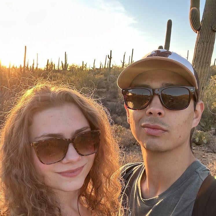 Hiking together in Saguaro National Park