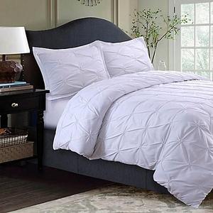 Tribeca Living Sydney Pintuck Queen Duvet Cover Set in White