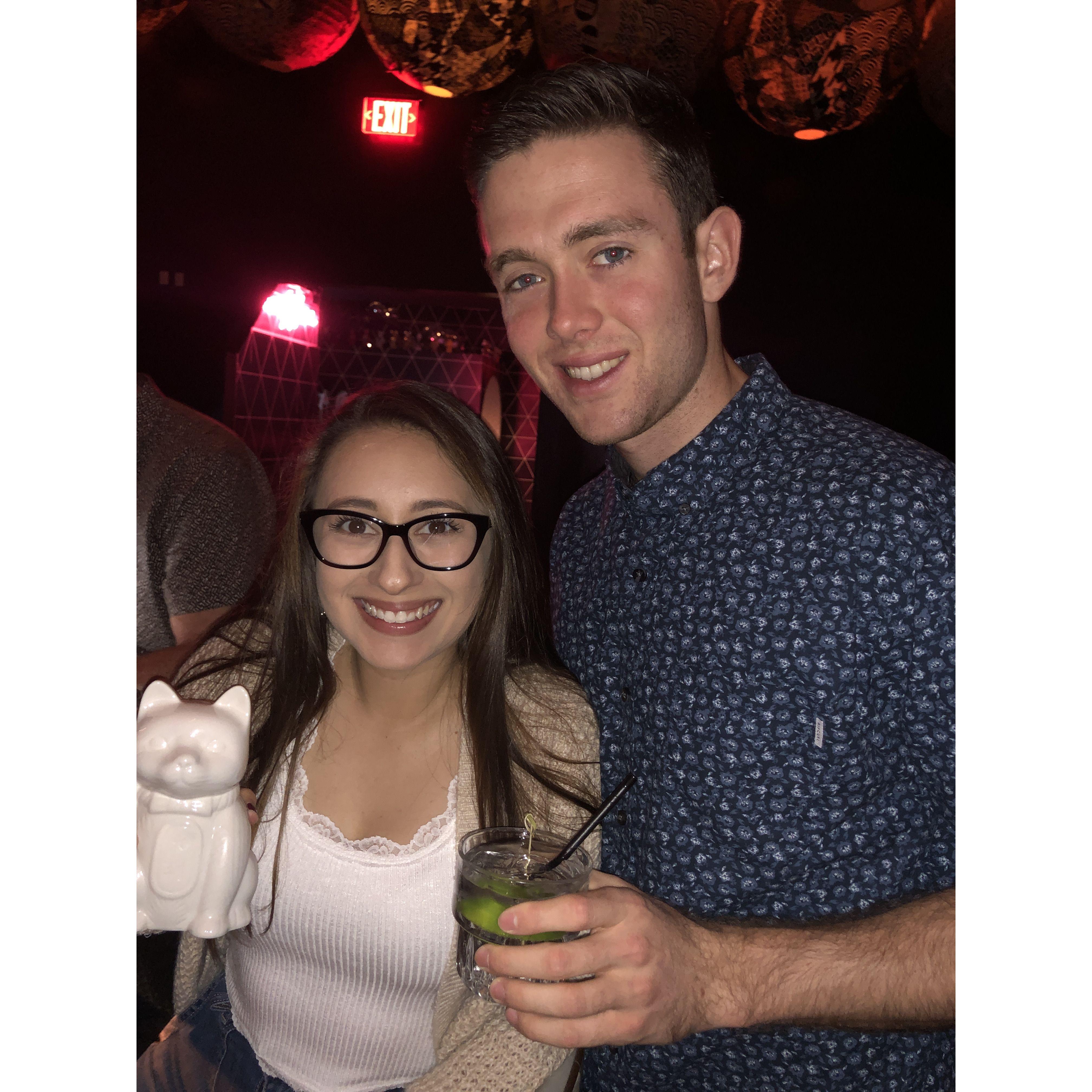 November 2019 - together at a very cool restaurant in San Diego! Thank you to Trav’s mom for snapping this picture!