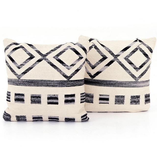 Ryn Pillow, Set Of 2, 20" x 20", Black Multi