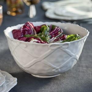 Benedita Bow Ceramic Stoneware Serve Bowl White on White