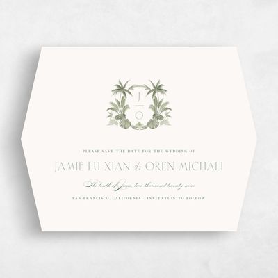 Green Diamond Wedding Save the Date - Somrig Landscape