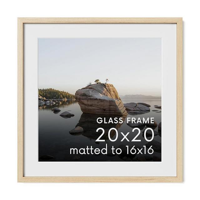 HAUS AND HUES 20x20 Picture Frame with Real Glass & Natural American Oak Matted to 16x16 - Oak 20x20 Frame With Mat - Includes Vertical & Horizontal Hang - Ideal for Home, Office (20x20 in, Natural)