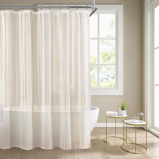 Awellife Cream Linen Shower Curtain Ivory Shower Curtains for Bathroom Netural Sheer Fabric Cloth(72" L x 72" W)