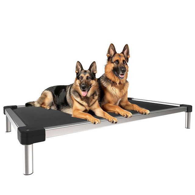 FXW TitanNest Cooling Chew-Proof Elevated Dog Bed, Washable Raised Cot for Indoor/Outdoor/Camping Use, Waterproof & Durable Pet Bed for Large Dogs, 50-Inch, Black